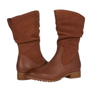 Softwalk Mercer Microfiber Boots Saddle Brown Faux Leather Slouch Mid-Calf Zip 5